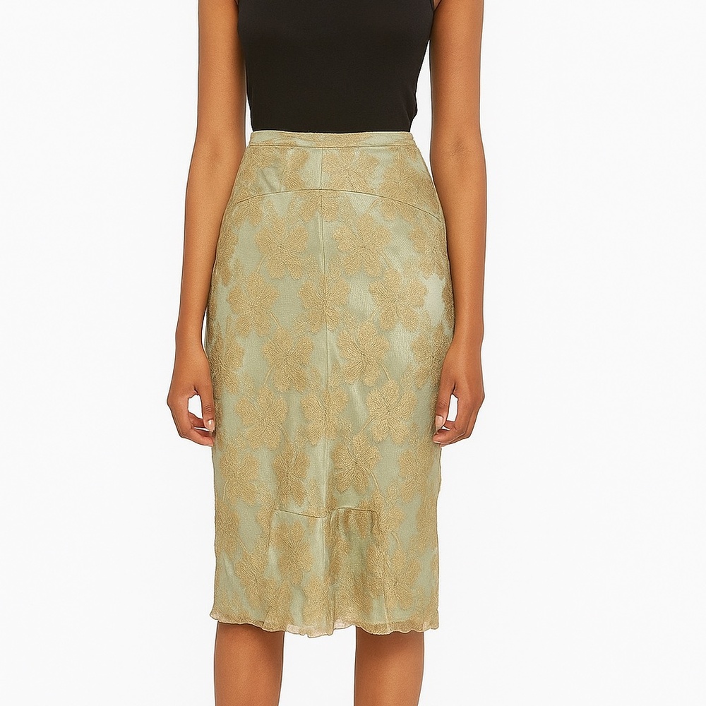 ALEXIA ADMOR - Light Green and Gold Lace skirt - size XS